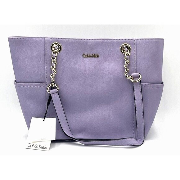 Calvin Klein L-Kitote H3DA11HU Irs Purple Soft Leather Large Tote MSRP $178.00 - Picture 1 of 7